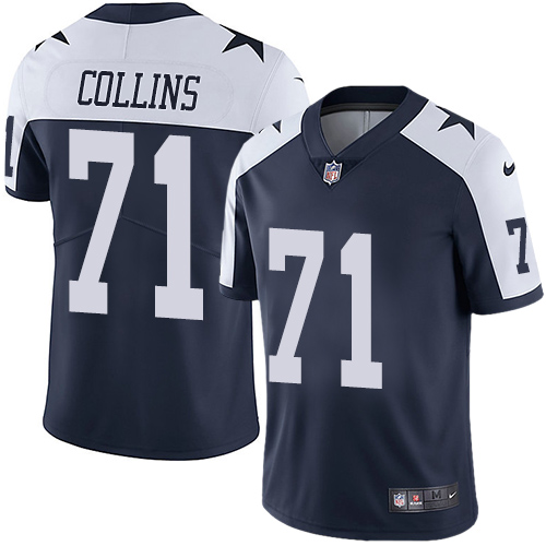 Nike Cowboys #71 La'el Collins Navy Blue Thanksgiving Men's Stitched NFL Vapor Untouchable Limited Throwback Jersey - Click Image to Close